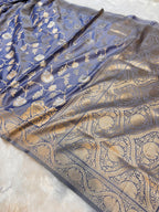 Blue Banarasi SemiKatan Silk Partywear Saree