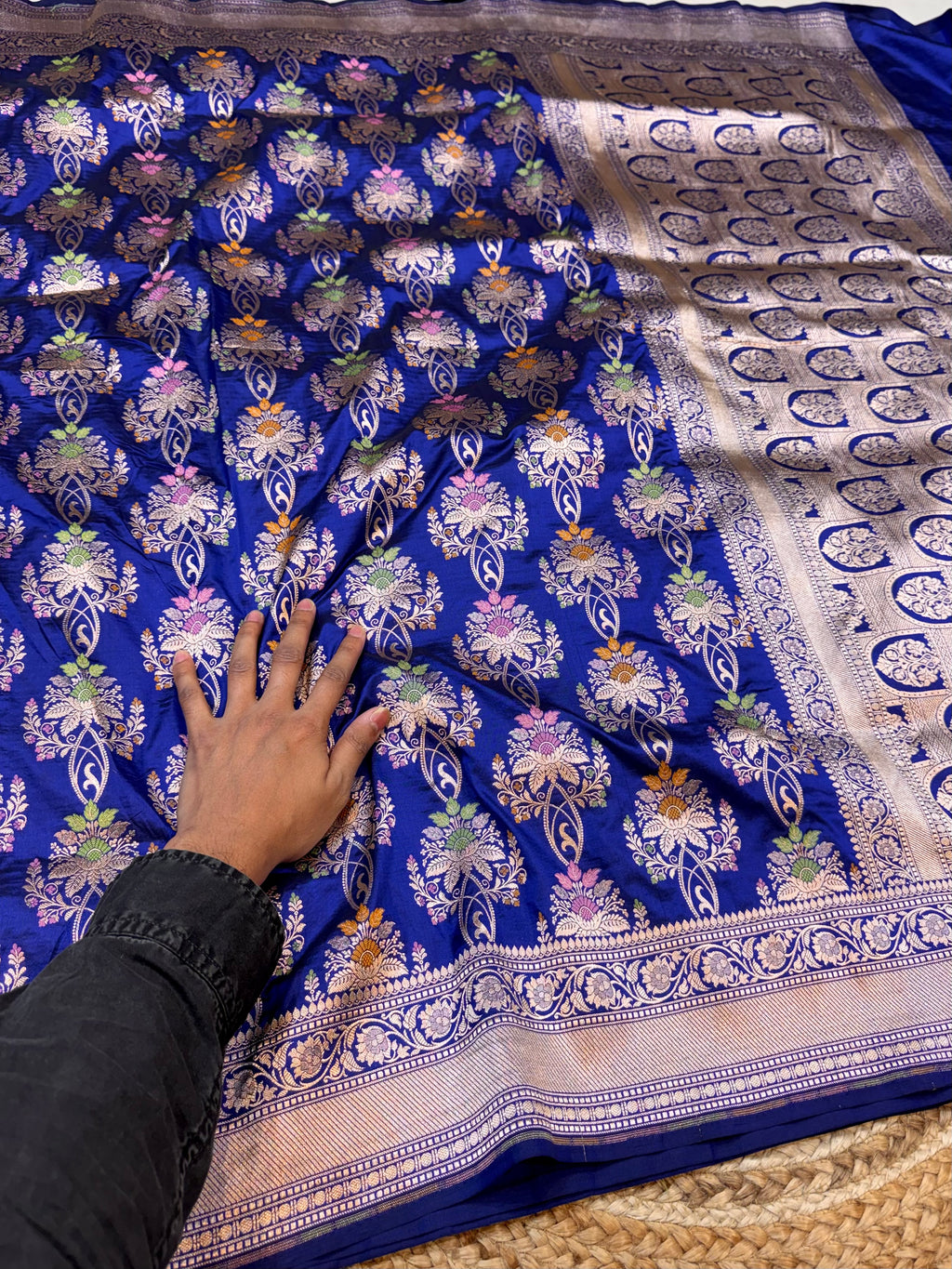 Prebook | Royal Blue 100% Pure Banarasi Katan Silk Meenakari Saree