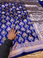 Prebook | Royal Blue 100% Pure Banarasi Katan Silk Meenakari Saree