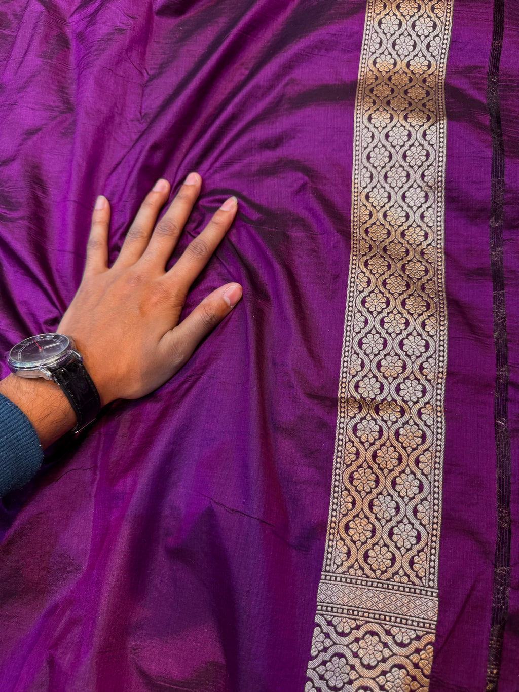 Wine Purple 100% Pure Banarasi Katan Silk Saree
