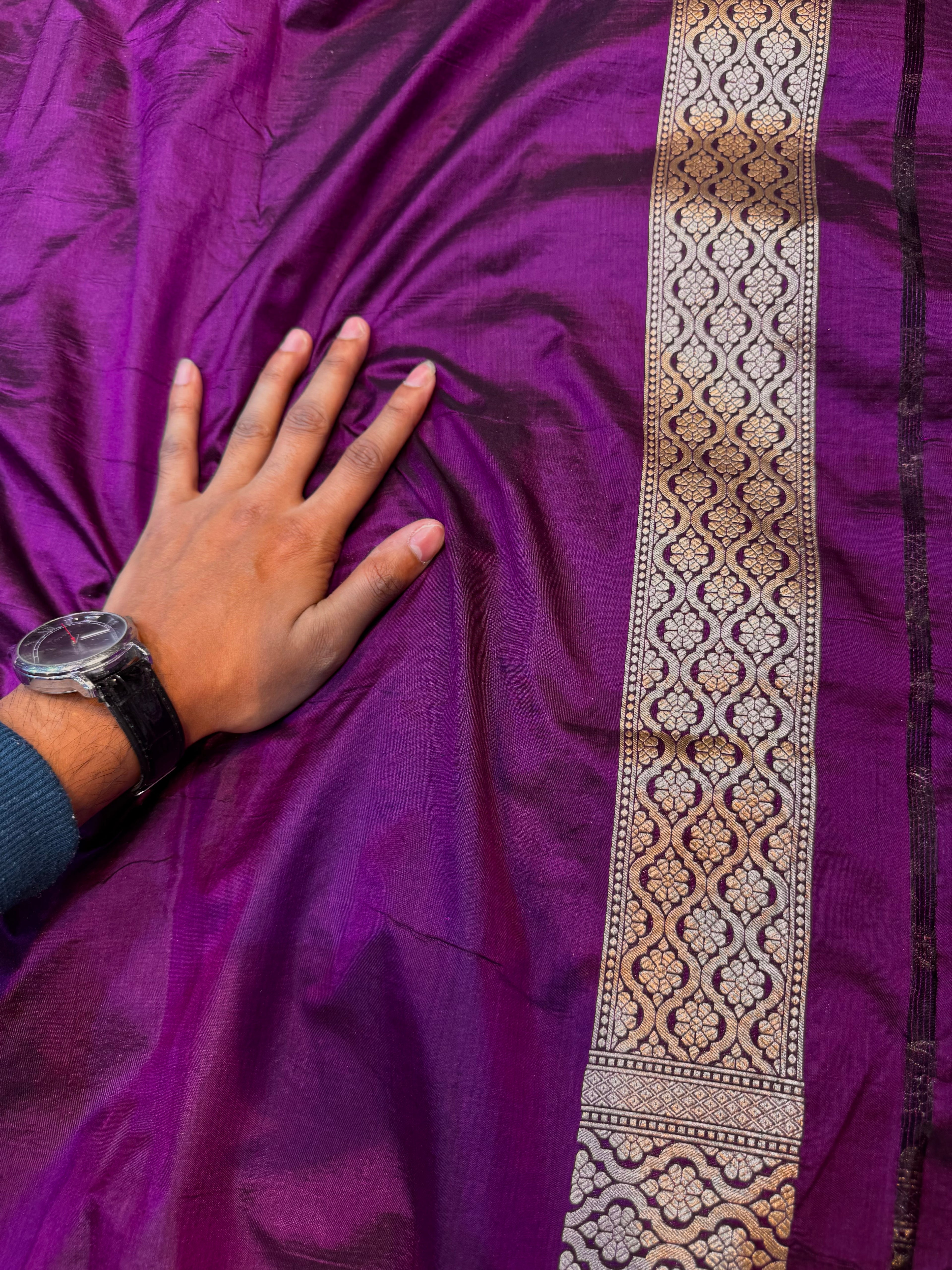 Wine Purple 100% Pure Banarasi Katan Silk Saree