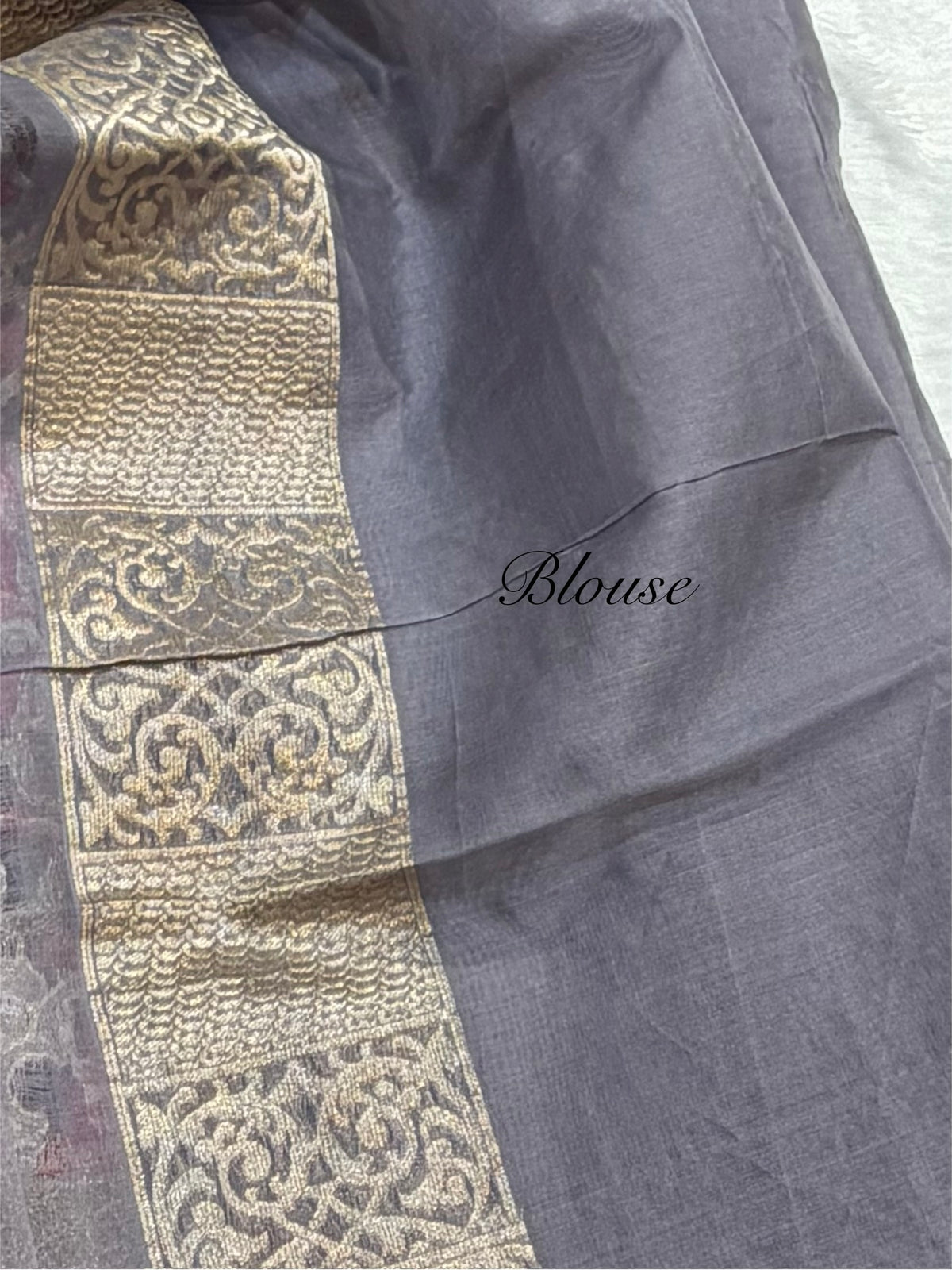 Light Grey Pure Handloom Banarasi Ektara Kora Jamdani Saree