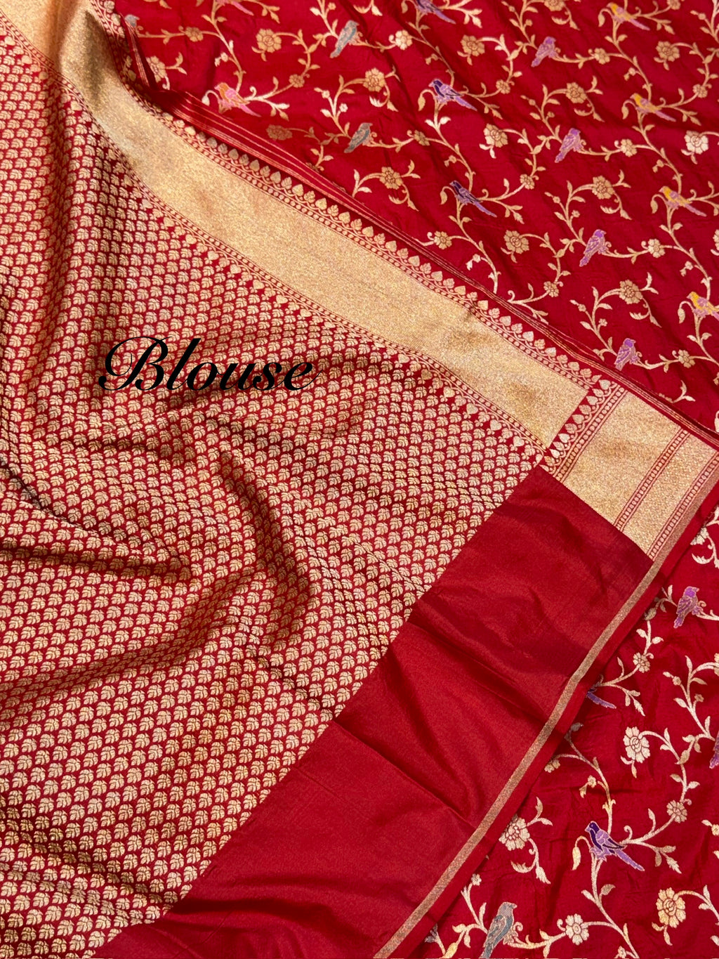 Prebook | Blood Red Pure Banarasi Katan Silk SHIKARGAHMeenakari Saree