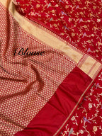 Prebook | Blood Red Pure Banarasi Katan Silk SHIKARGAHMeenakari Saree