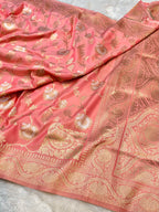 Peach Banarasi SemiKatan Silk Partywear Saree