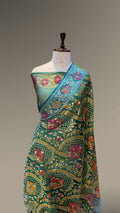 Green Pure Banarasi Ektara Kora Jamdani Saree