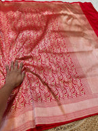 Red 100% Pure Banarasi Katan Silk Meenakari Brocade Saree