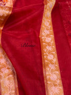 Red 100% Pure Ektara Banarasi Kora Jamdani Saree