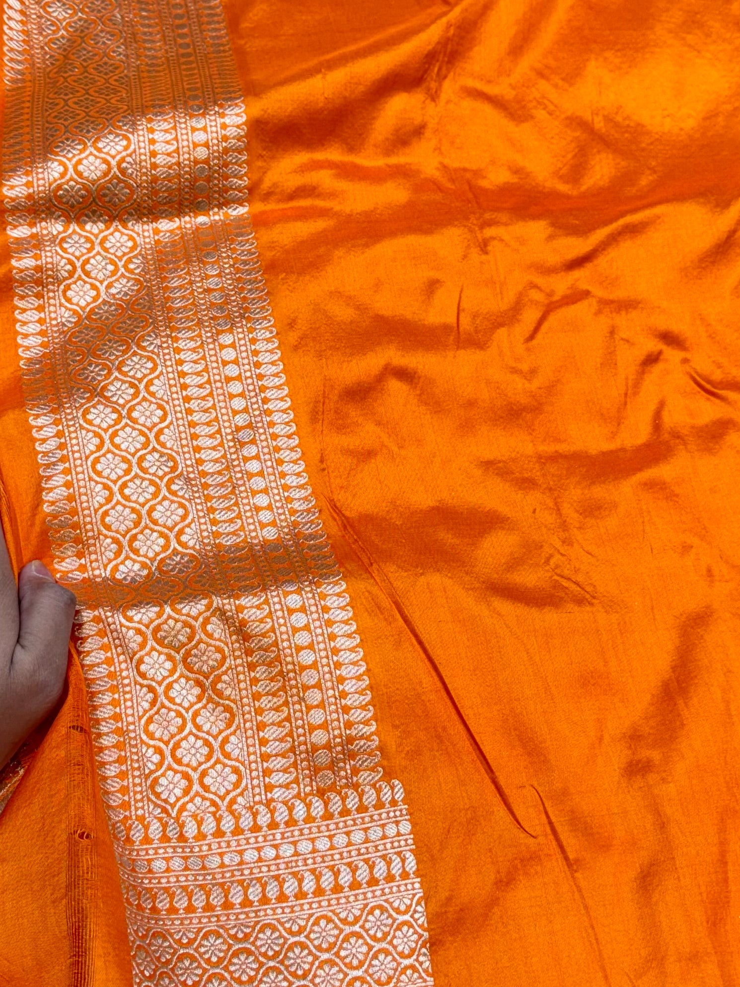 Fanta Orange 100% Pure Banarasi Katan Silk Brocade Saree