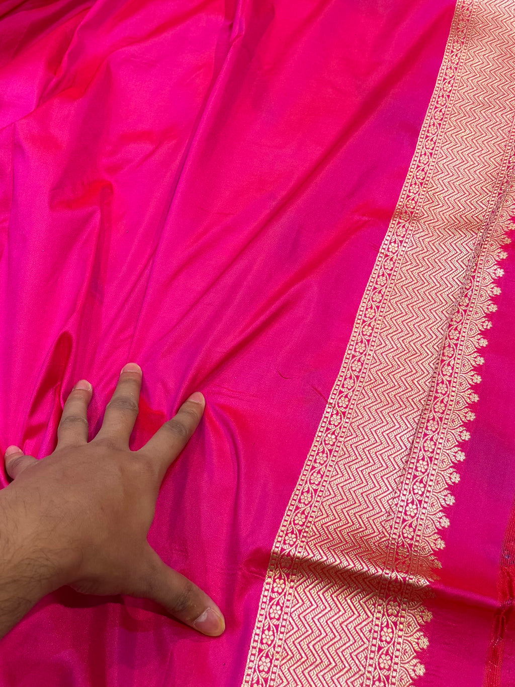 Rani Pink Exclusive Pure Banaras Katan Silk Rangkaat Saree