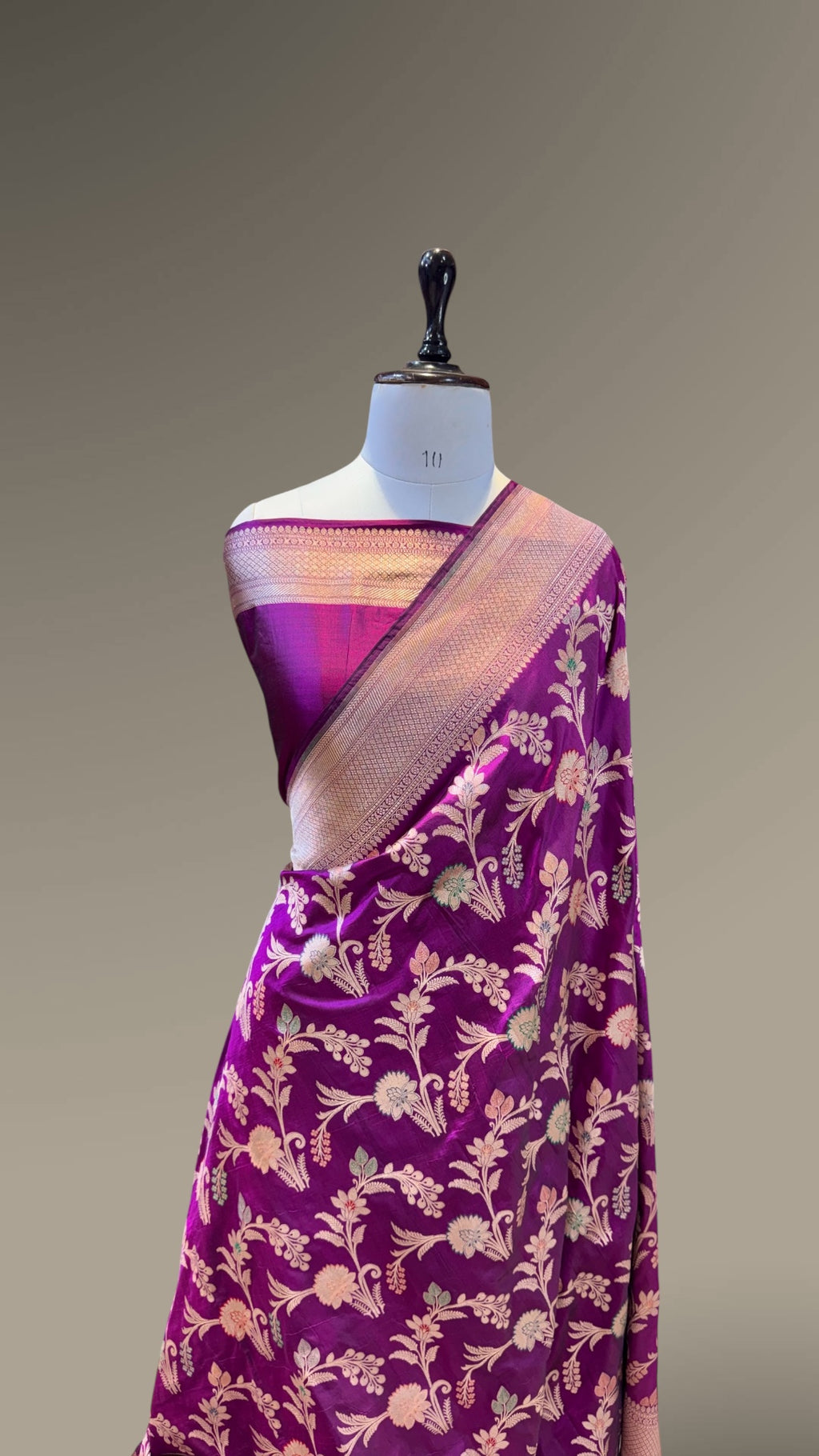 Magenta Pink 100% Pure Banarasi Katan Silk Meenakari Saree