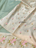 Sage Green Tissue Silk Partywear Banarasi Embroidery Tissue Border Lightweight Sarees