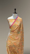 Prebook | Beige Pure Ektara Banarasi Kora Jamdani Saree