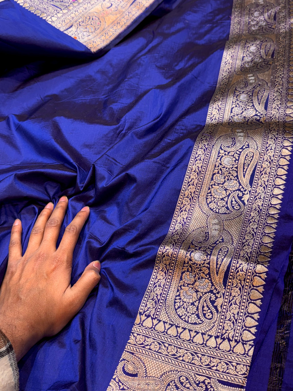 Royal Blue 100% Pure Banarasi Katan Silk Meenakari Saree