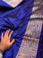 Royal Blue 100% Pure Banarasi Katan Silk Meenakari Saree