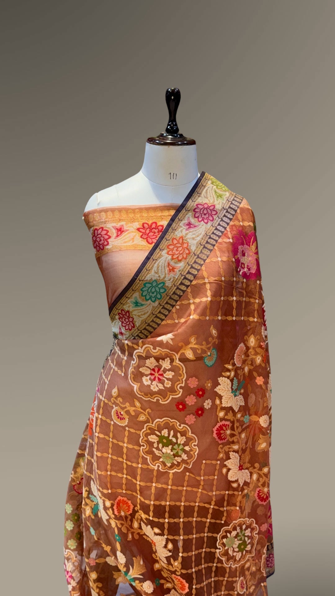 Cheeku Ektara Banarasi Kora Jamdani Saree