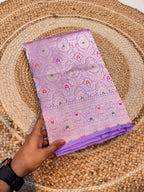 Prebook | Lavender 100% Pure Banarasi Katan Silk Meenakari Brocade Saree