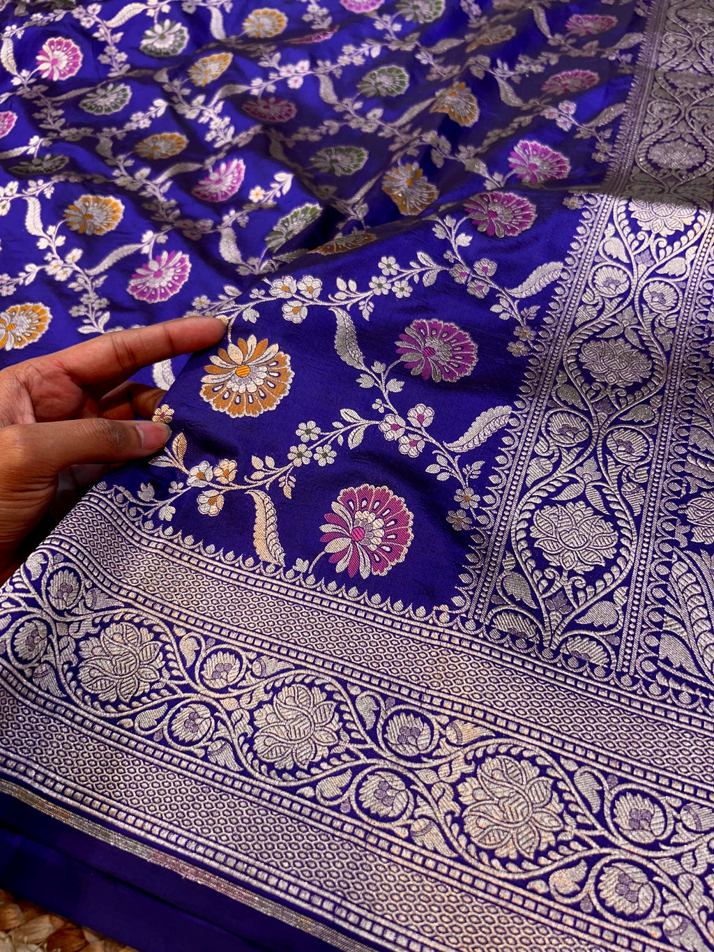 Prebook | Royal Blue 100% Pure Banarasi Katan Silk Meenakari Saree