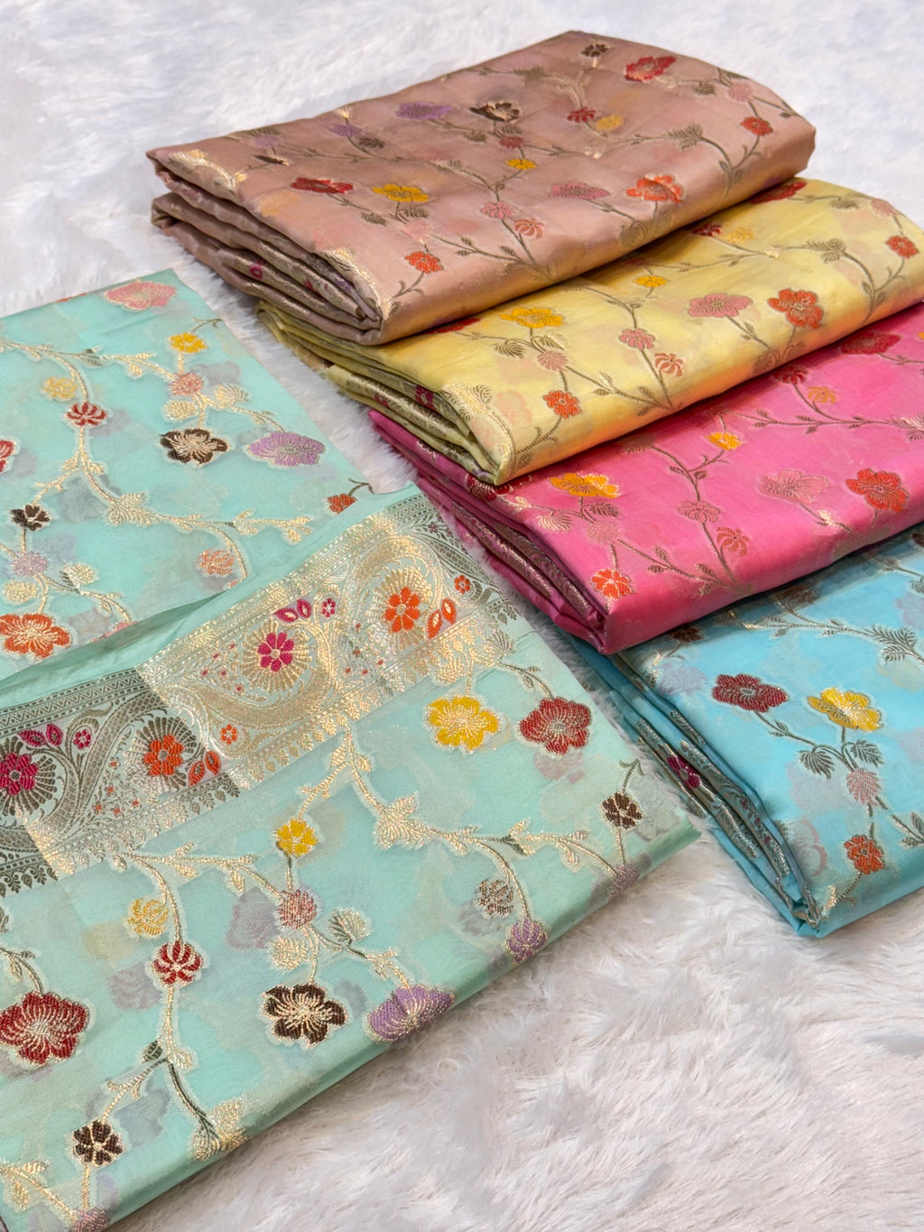 Sea Green 100% Pure Banarasi Raw Mango Silk Saree