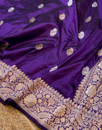 Violet Purple 100% Pure Banaras Katan Silk Handloom Handwoven Pattu Saree