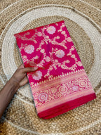 Rani Pink 100% Pure Banarasi Katan Silk Meenakari Saree