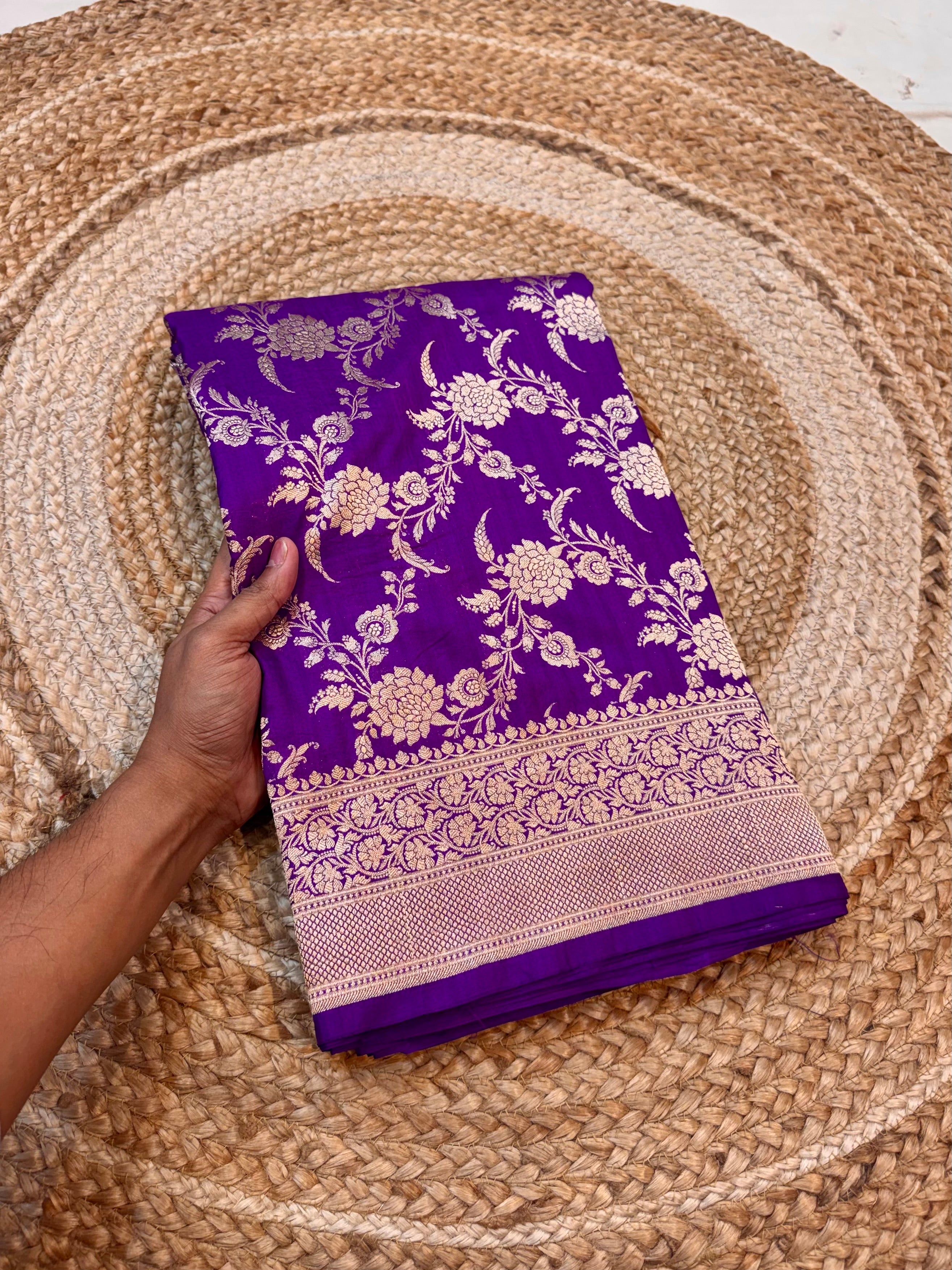 Purple 100% Pure Banarasi Katan Silk Saree
