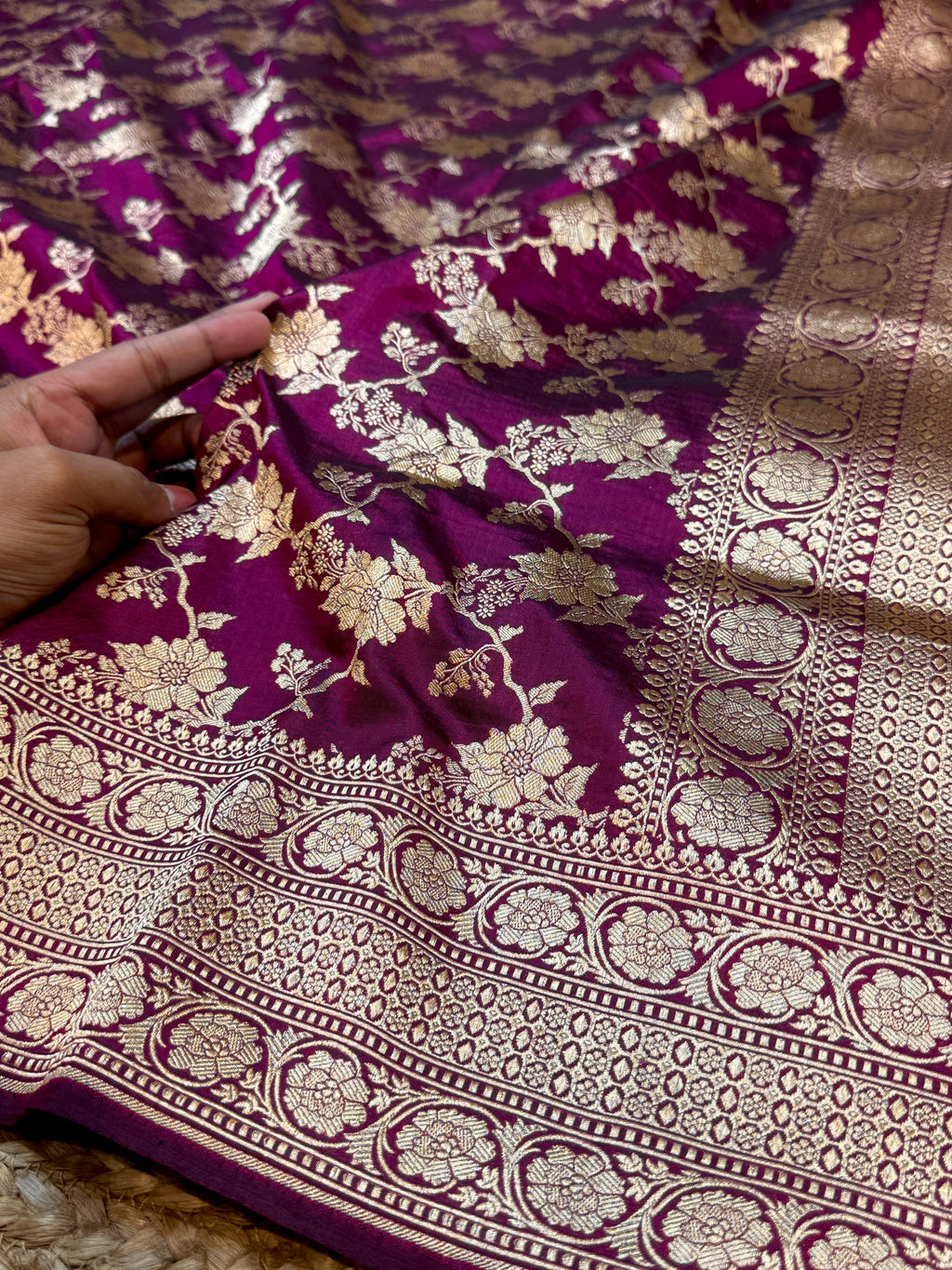 Prebook | Wine Purple 100% Pure Banarasi Katan Silk Saree