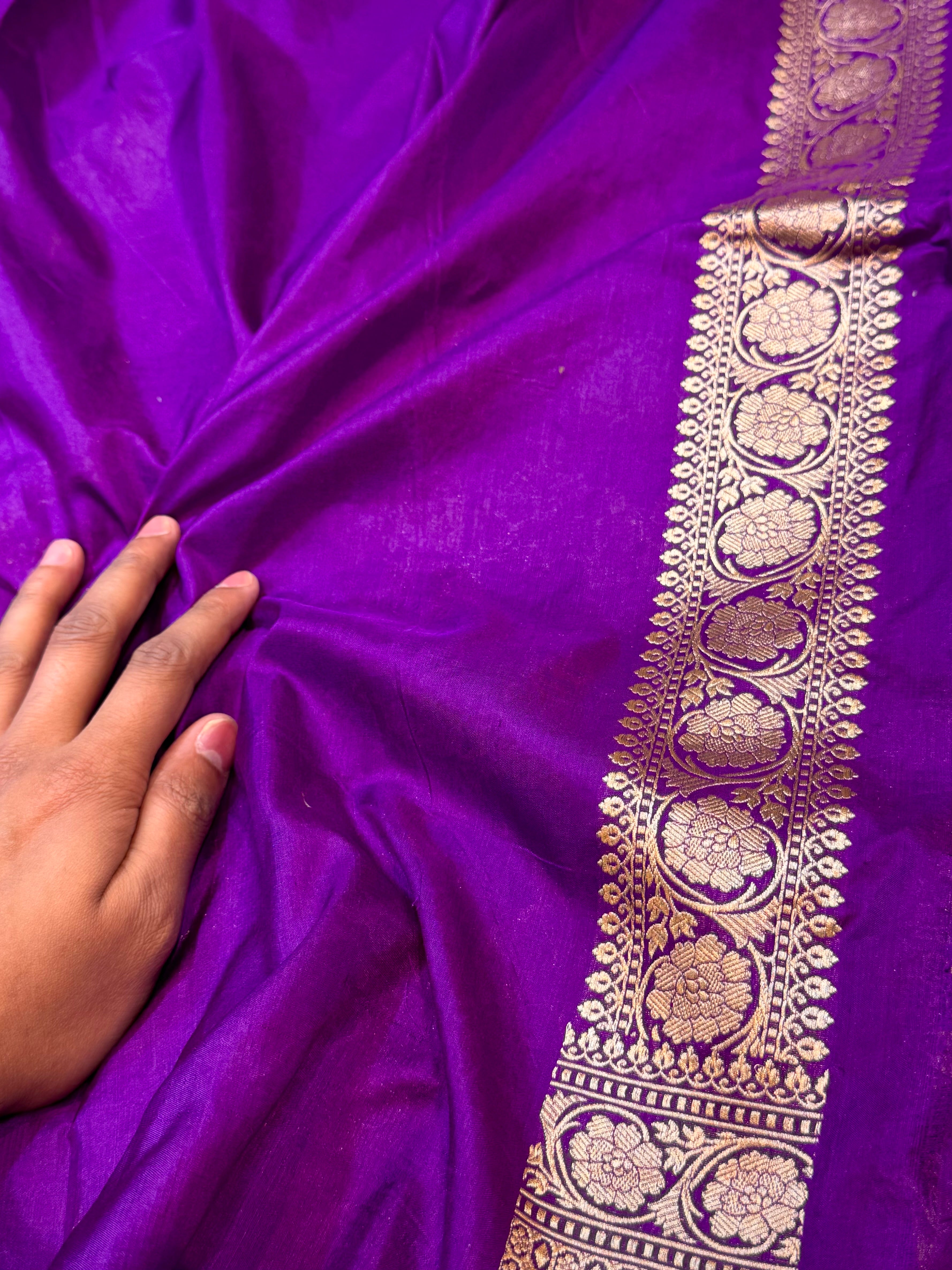 Purple 100% Pure Banarasi Katan Silk Saree