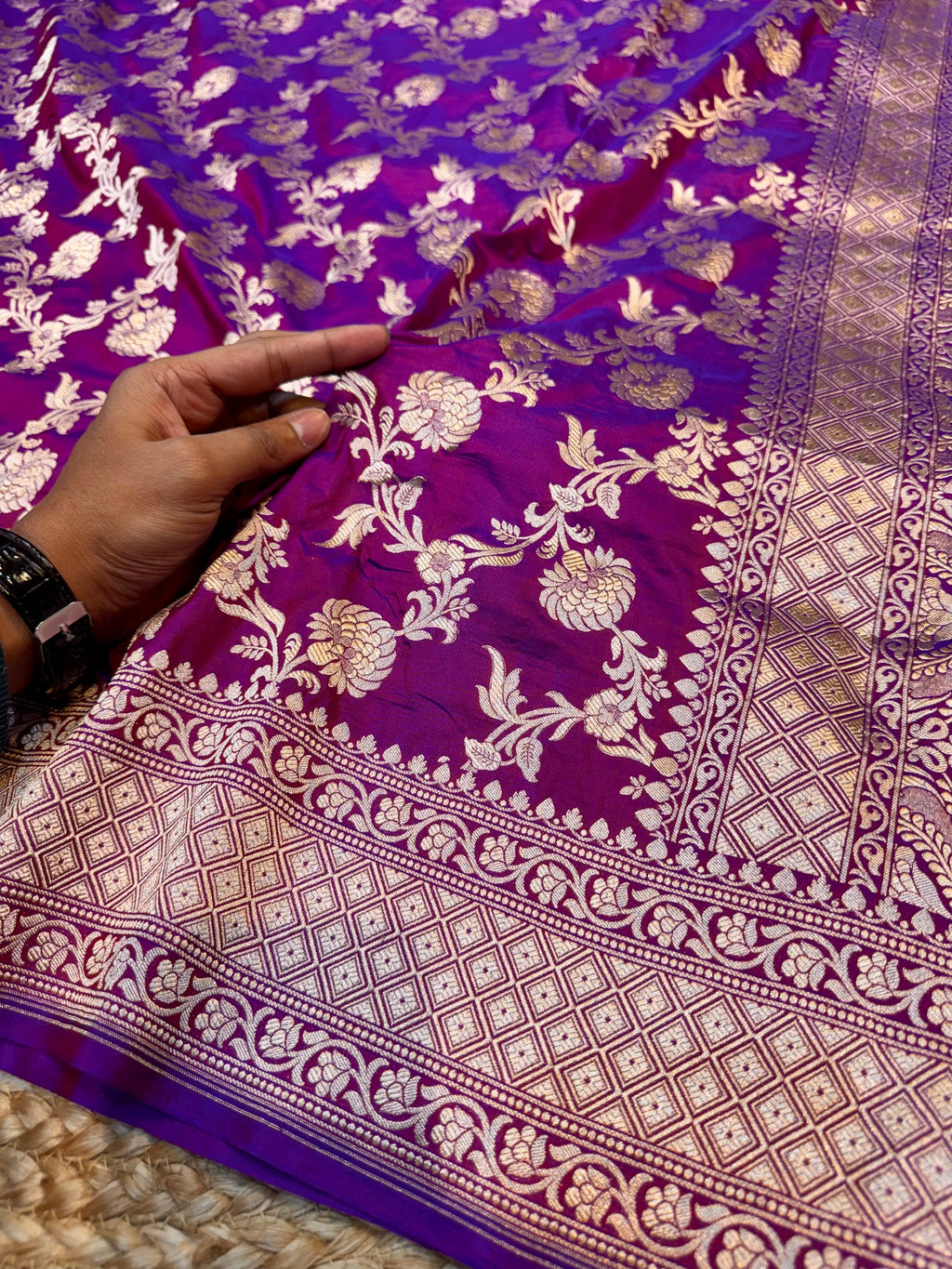 Dual Shade Wine Purple 100% Pure Banarasi Katan Silk Saree