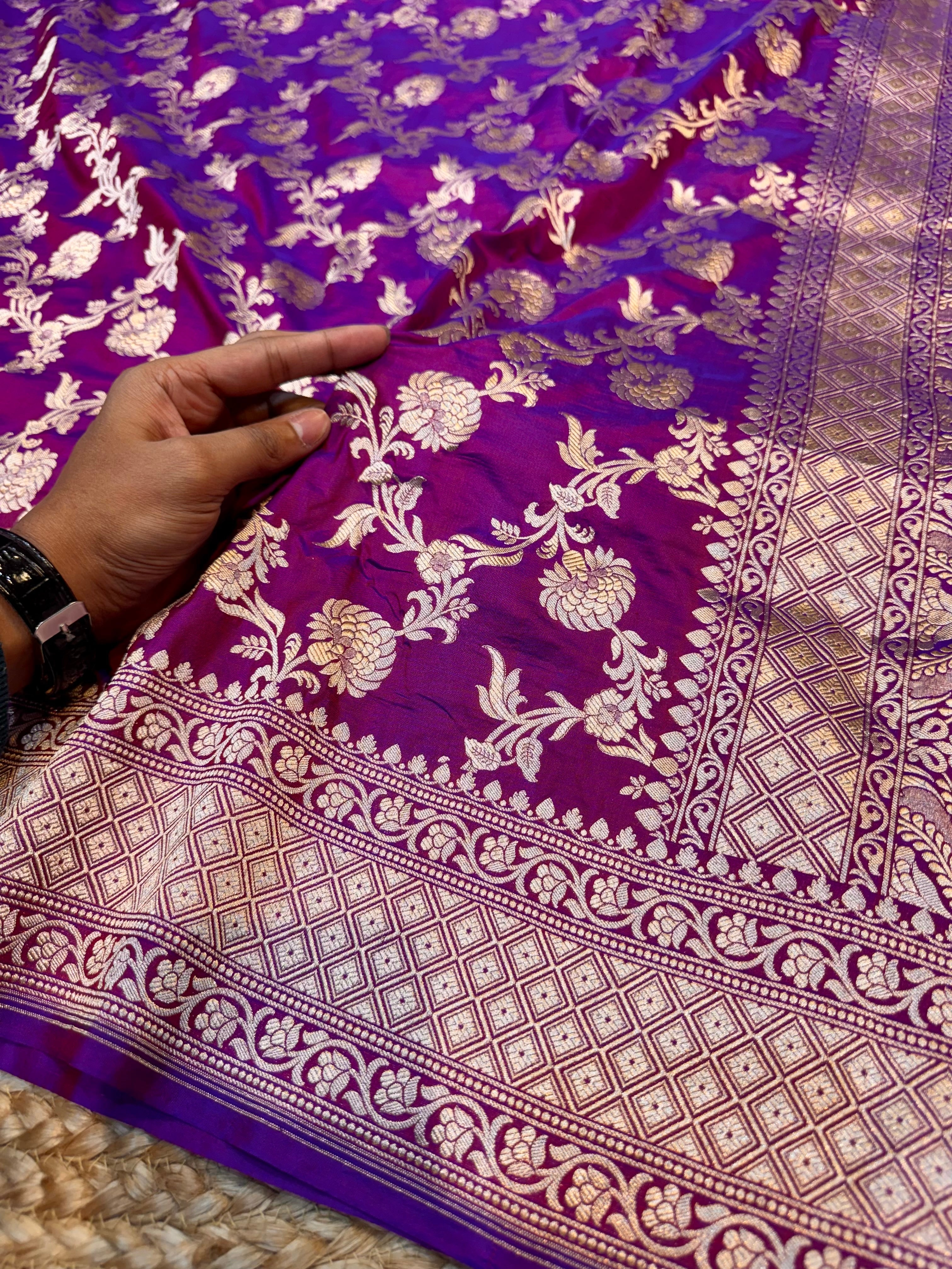 Dual Shade Wine Purple 100% Pure Banarasi Katan Silk Saree