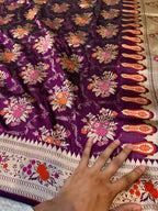 Prebook | Wine Purple 100% Pure Banarasi Katan Silk Meenakari Saree