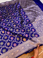 Prebook | Royal Blue 100% Pure Banarasi Katan Silk Meenakari Saree