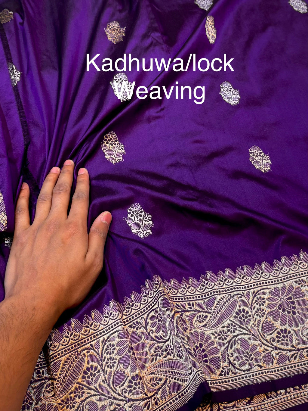 Violet Purple 100% Pure Banaras Katan Silk Handloom Handwoven Pattu Saree