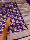 Violet Purple 100% Pure Banarasi Katan Silk Saree