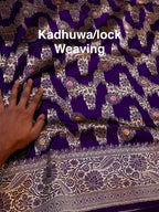 Violet Purple 100% Pure Banarasi Katan Silk Handloom Handwoven Pattu Saree
