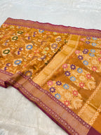 Musturd Yellow 100% Pure Ektara Banarasi Kora Jamdani Saree