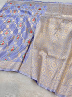 Lavender Banarasi Soft Mashru Silk Partywear Meenakari Saree