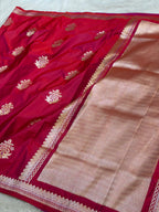 Hot Pink Banarasi Soft Mashru Silk Partywear Saree