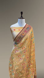 Diamond Golden Pure Ektara Banarasi Tissue Jamdani Saree