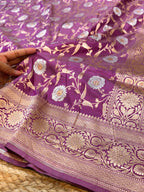 Gajri Pink 100% Pure Banarasi Katan Silk Meenakari Saree