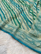 Sage Green 100% Pure Banarasi Khaddi Georgette RANGKAAT Saree