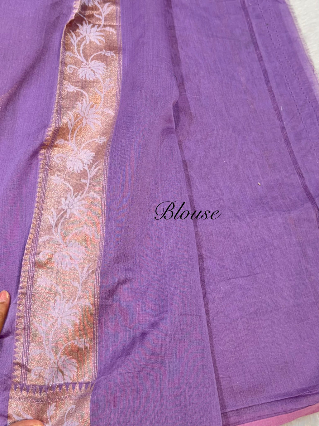 Lavender 100% Pure Ektara Banarasi Cotton Jamdani Saree