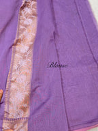 Lavender 100% Pure Ektara Banarasi Cotton Jamdani Saree