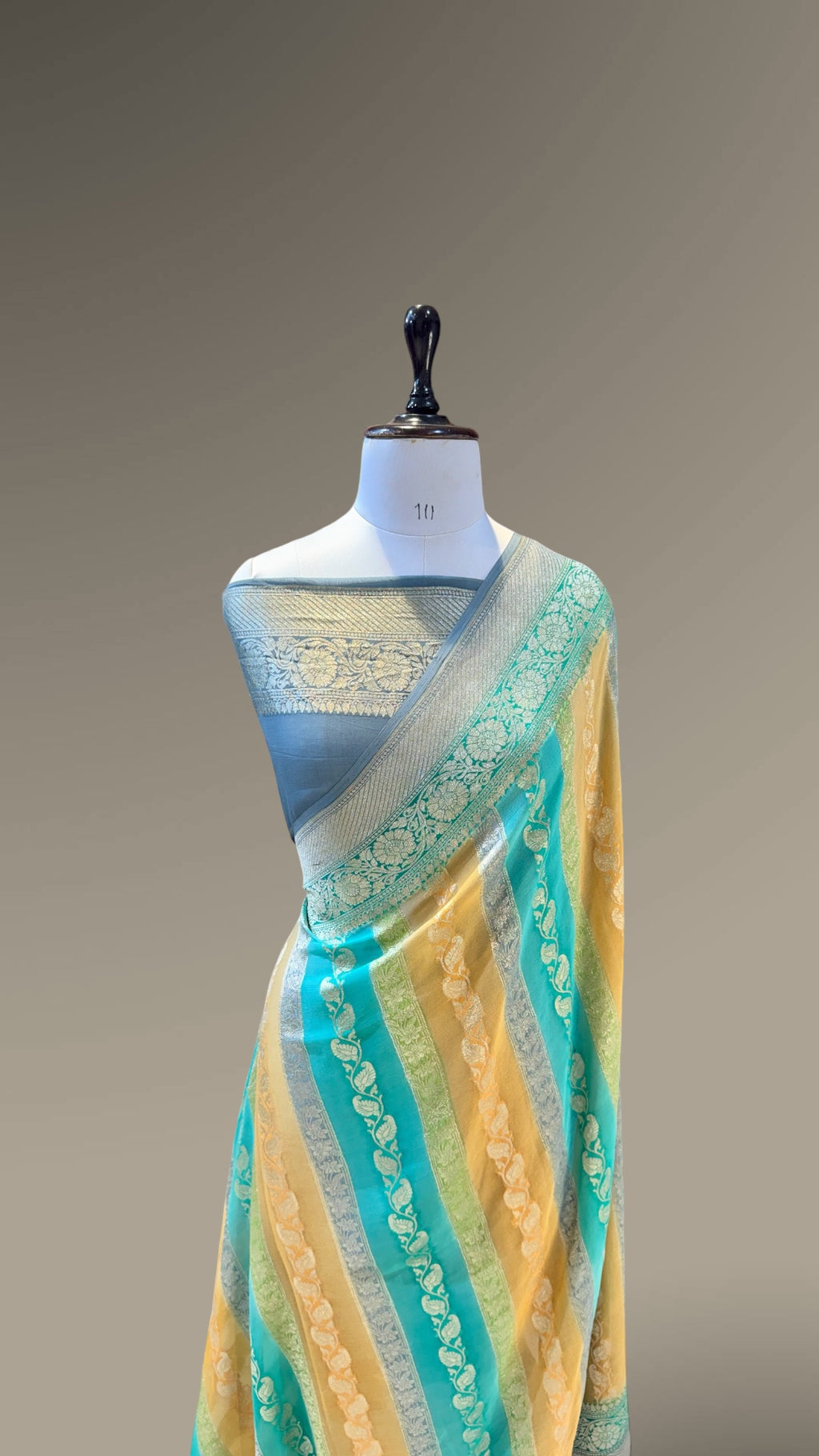 Grey 100% Pure Banarasi Khaddi Georgette RANGKAAT Saree
