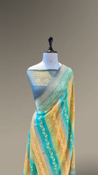 Grey 100% Pure Banarasi Khaddi Georgette RANGKAAT Saree