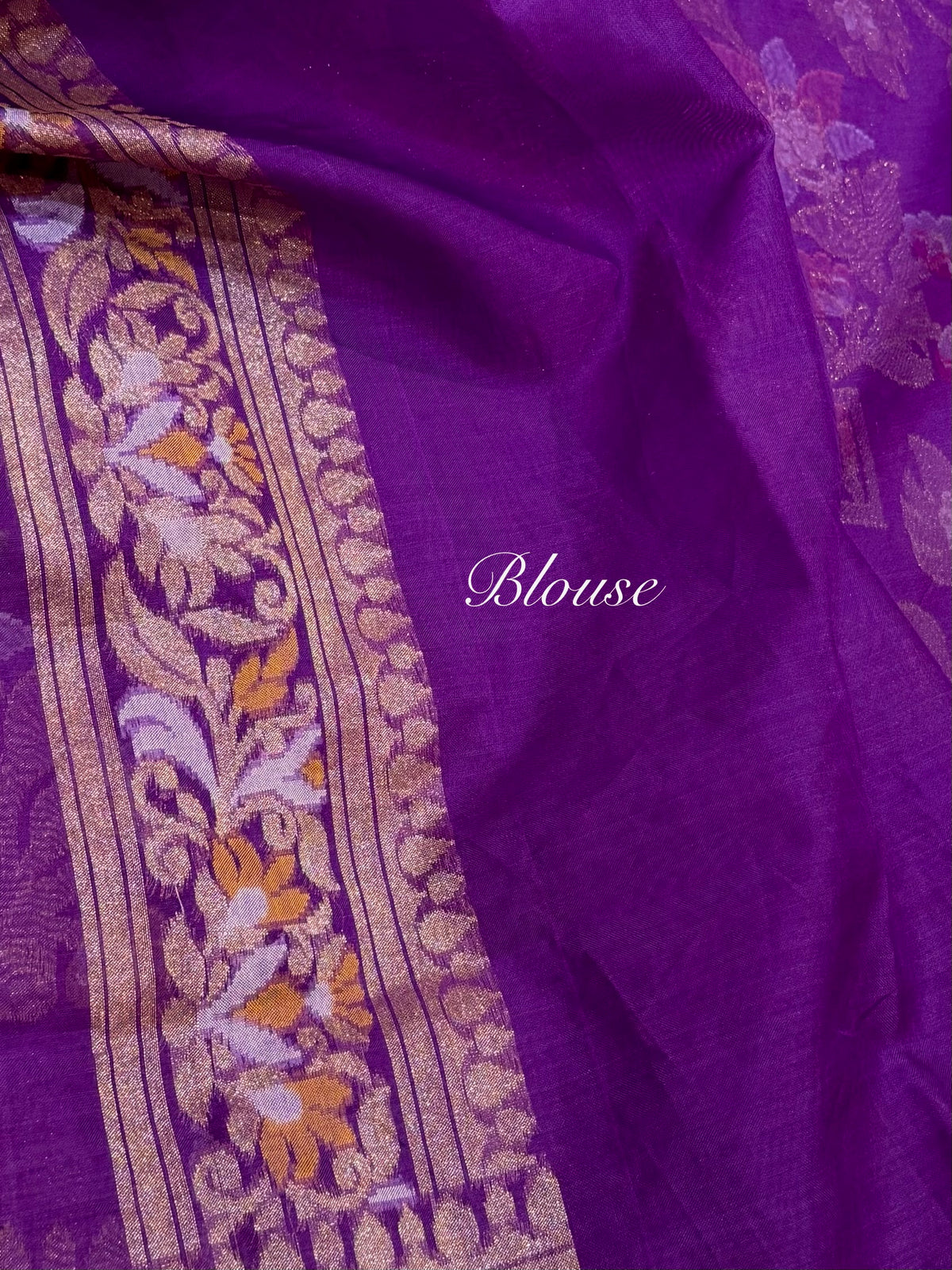 Violet Purple Pure Handloom Banarasi Ektara Kora Jamdani Saree