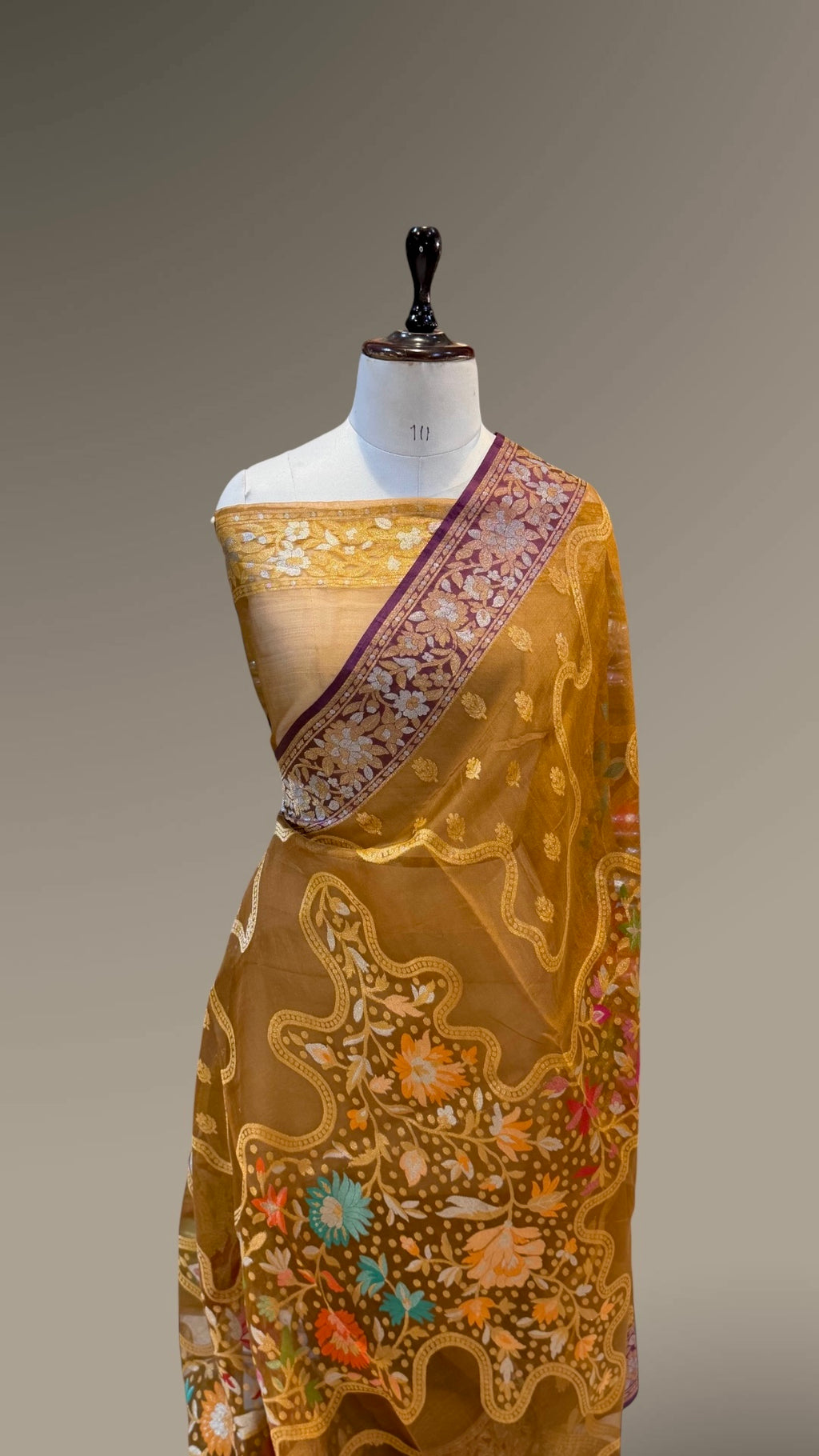 Cheeku Pure Banarasi Ektara Kora Jamdani Saree