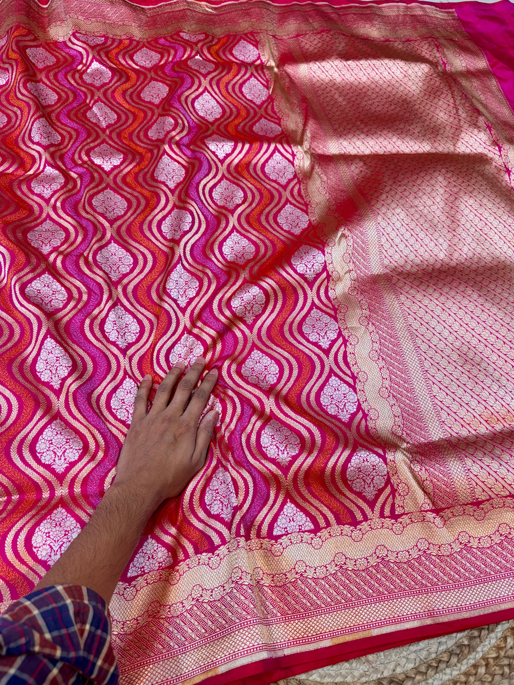 Prebook | Rani Pink 100% Pure Banarasi Katan Silk Tilfi Meenakari Saree