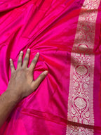 Prebook | Rani Pink 100% Pure Banarasi Katan Silk Saree