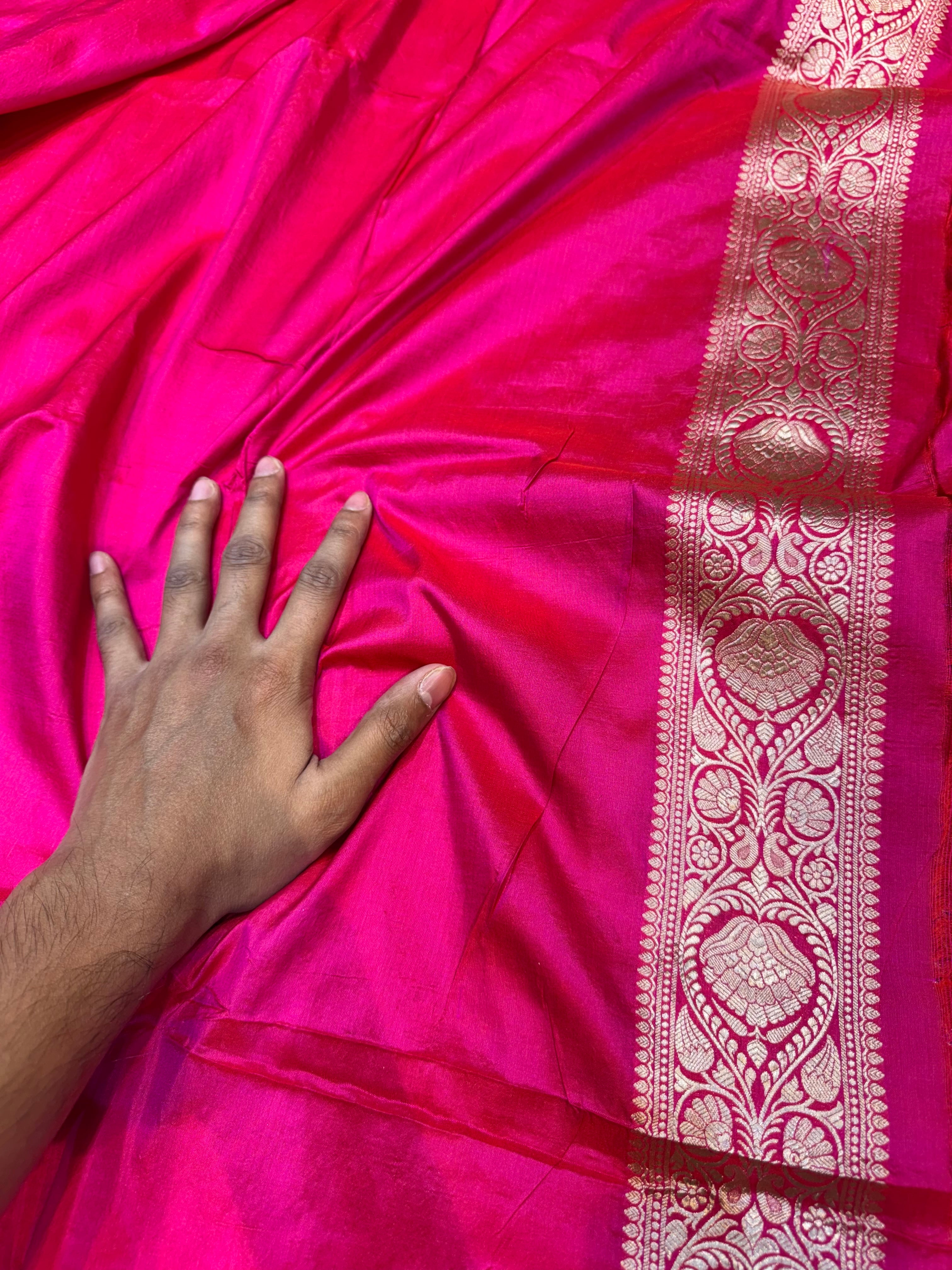 Prebook | Rani Pink 100% Pure Banarasi Katan Silk Saree